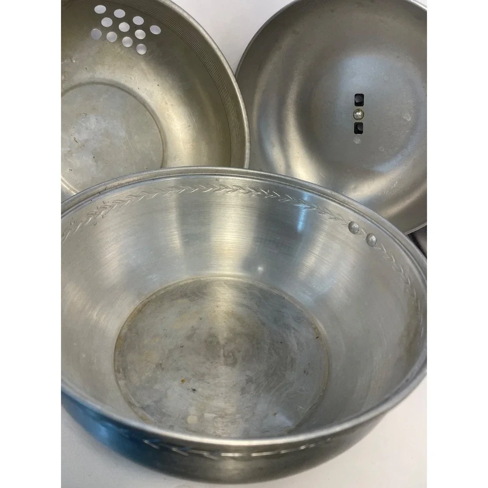 WEST BEND Aluminum Serving Oven Bun Warmer 3 Pieces Stove or Oven Use Vintage